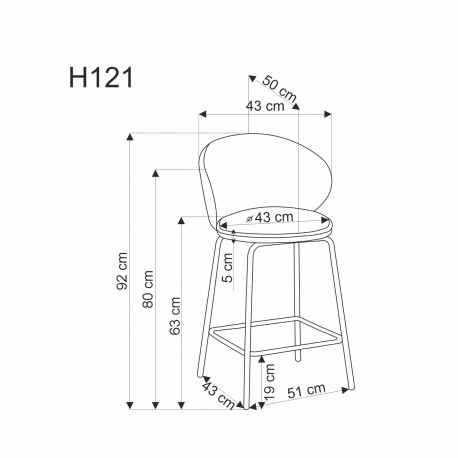 H121 Barstol, Grå