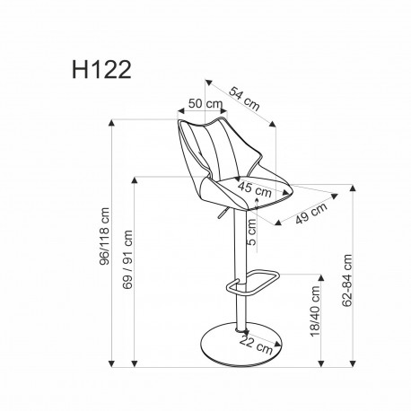 H122 Barstol, Sort / Beige