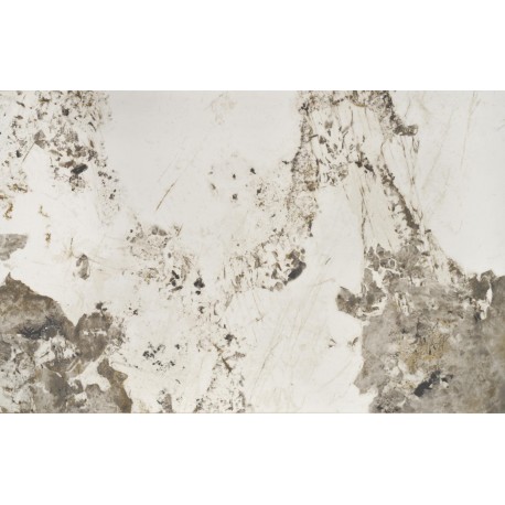HILARIO Spisebord med udtræk, Beige marmor / Sort