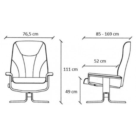 Torsten Recliner lænestol med 2 motor - Sort semianiline læder og børstet aluminium