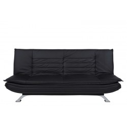 Faith sovesofa læderlook sort PU200 ben metal krom, madras L:196 B:123 cm