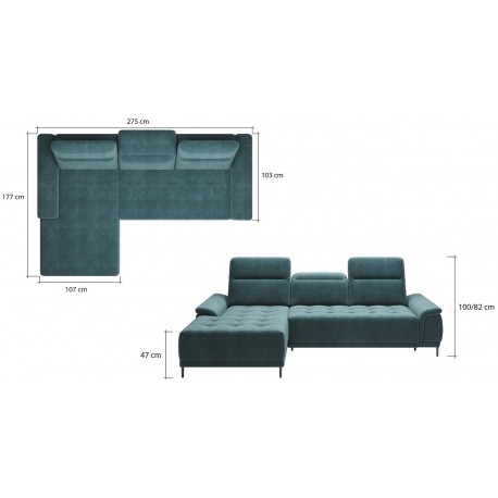 CALVARO Chaiselongsofa Turkis venstrevendt