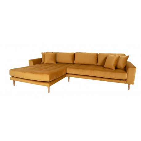 Torino Lounge Sofa i sennepsgul velour venstrevendt