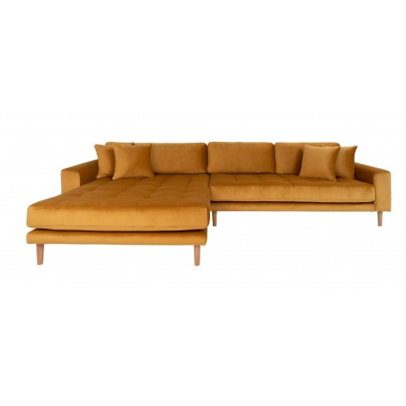 Torino Lounge Sofa i sennepsgul velour venstrevendt