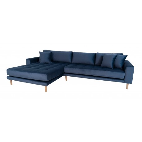 Torino Lounge Sofa i mørkeblåt velour venstrevendt