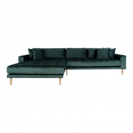 Andersen | Venstrevendt Chaiselongsofa | Mørkegrøn velour