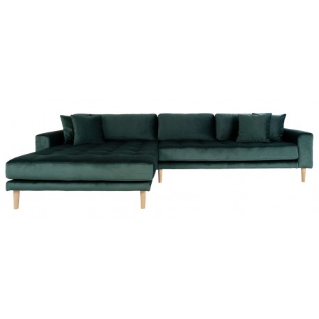 Andersen | Venstrevendt Chaiselongsofa | Mørkegrøn velour