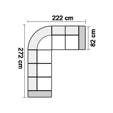 Strib Hjørnesofa sort stof - D32R