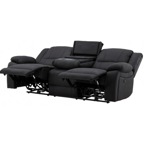 SINGAPORE 3 pers, recliner sofa med indbygget ammel - sort