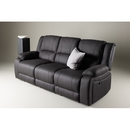 SINGAPORE 3 pers, recliner sofa med indbygget ammel - sort