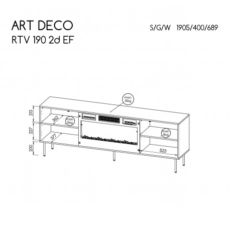 ART DECO TV bord EF warmia Valnød