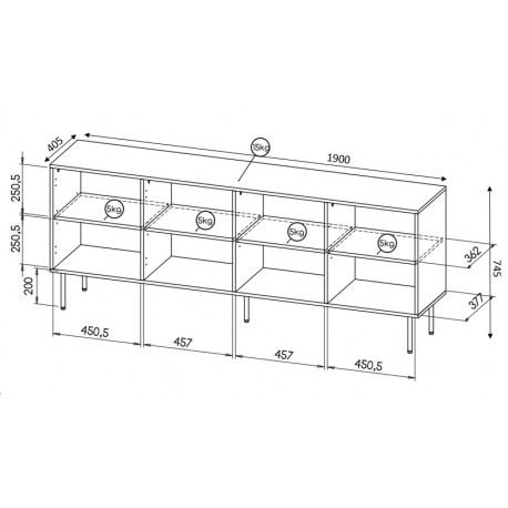 HOLE Kommode 190 Hvid mat/Hvid mat