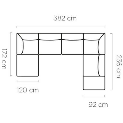 382 x 236 cm - Venstrevendt Chaiselong