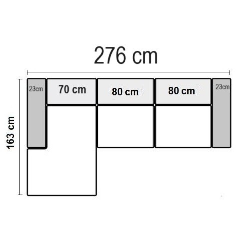 Venstrevendt Chaiselong 276 x 163cm