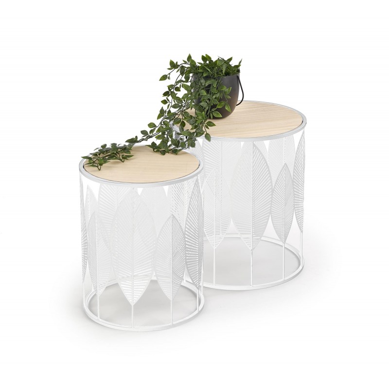 FOLLA sæt med 2 sofaborde Naturlig / Hvid