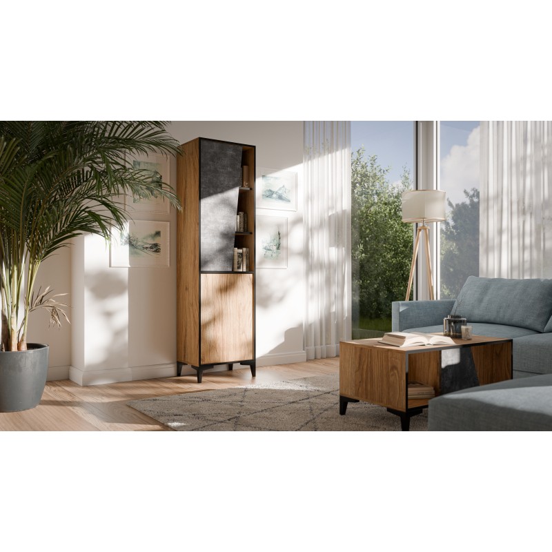 OVO TV-bogkasse mørk beton/urtids-eg