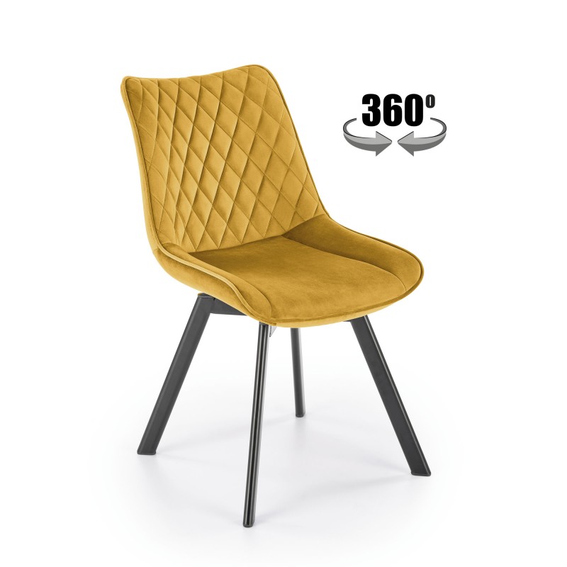 K520 Spisebordsstol - Sennepsgul / Sort