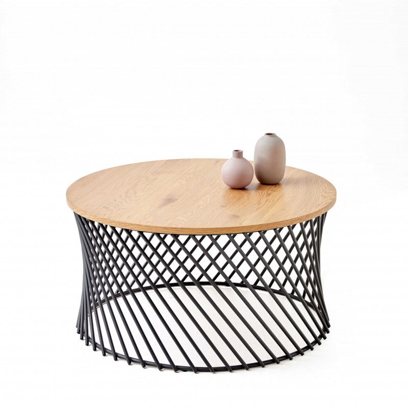 MINERWA 2, sofabord, gyldent egetræ / Sort