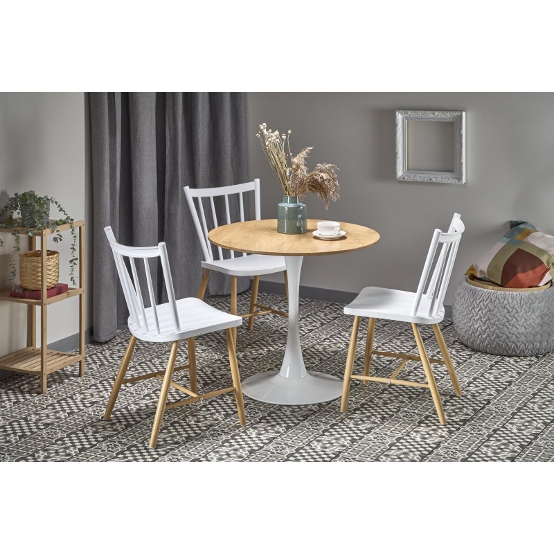 STING bord, - top - gylden eg, ben - Hvid