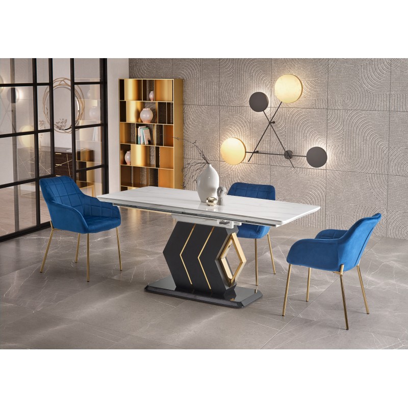 VINCENZO bord Hvid marmor, ben Sort/guld