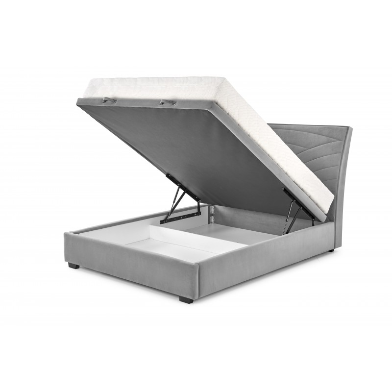 CONTINENTAL 1 160x200cm seng med opbevaring - Grå Velour - Monolith 85