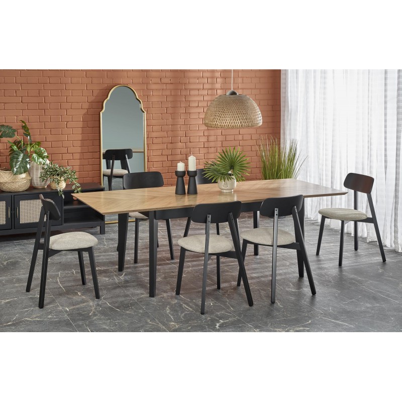 EDMONDO bord Naturlig eg/Sort