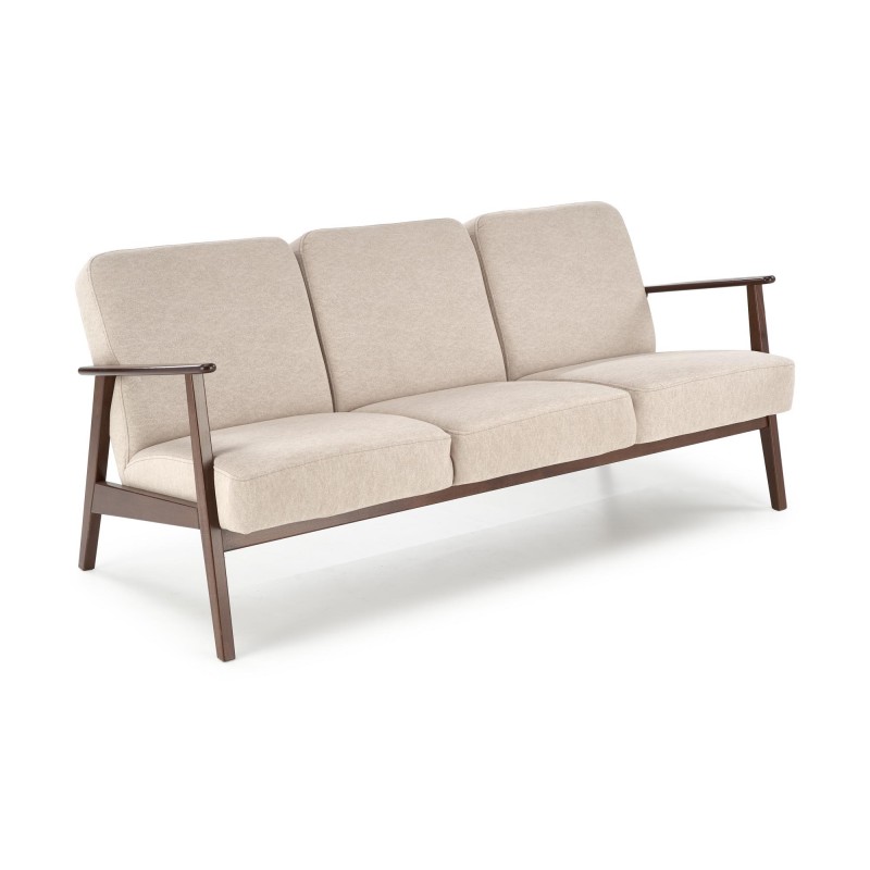 MILANO 3S sofa, Beige CASTEL#15 / mørk Valnød