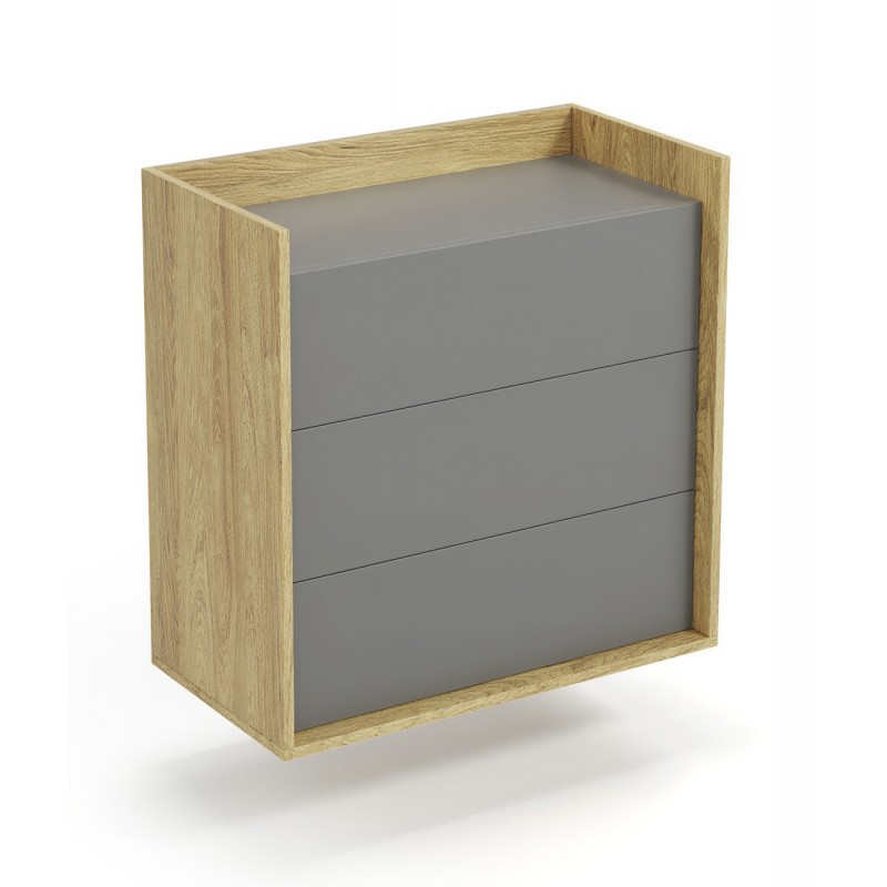 MOBIUS kommode 3S - hikora eg/Grå
