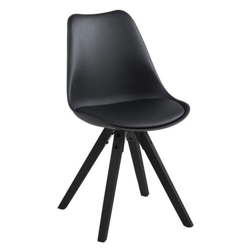 ACT NORDIC Dima spisebordsstol - sort PU/polypropylen og sort gummitræ