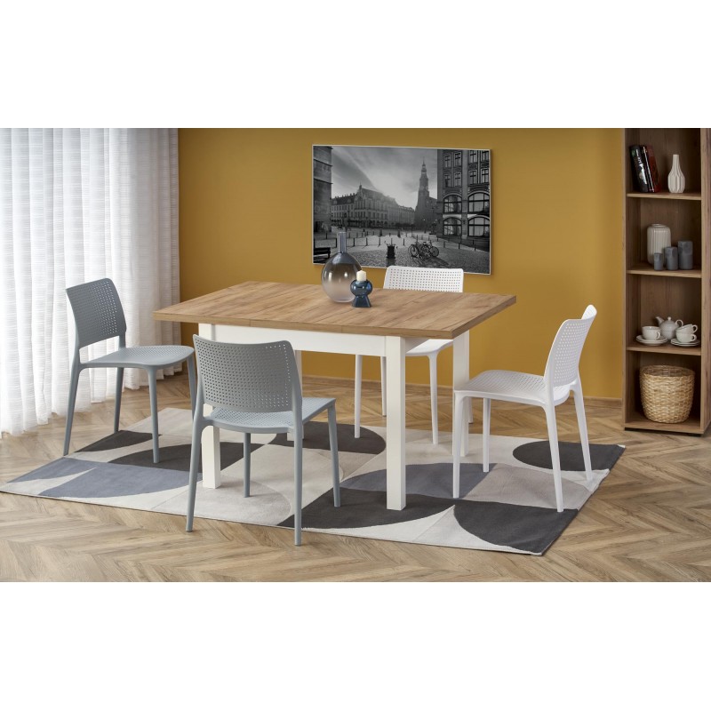 TIAGO SQUARE Spisebord med udtræk 90cm udvides til 125cm - Craft eg / Hvid