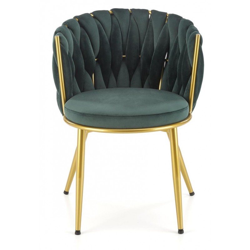 K517 Spisebordsstol - Mørkegrøn / guld