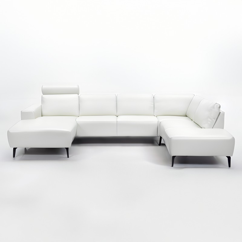 Copenhagen Hvid Læder Hjørnesofa med chaiselong - Venstrevendt