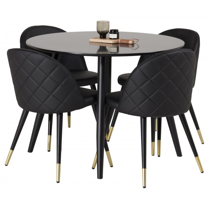 Rundt Spisebordssæt Plaza med stole i Velour