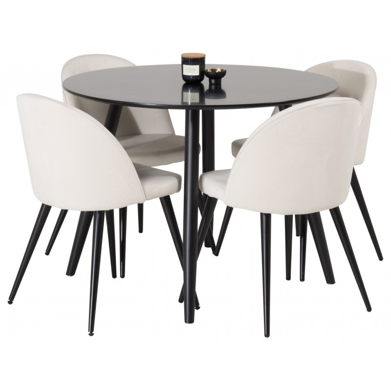Rundt Spisebordssæt Plaza med stole i Velour