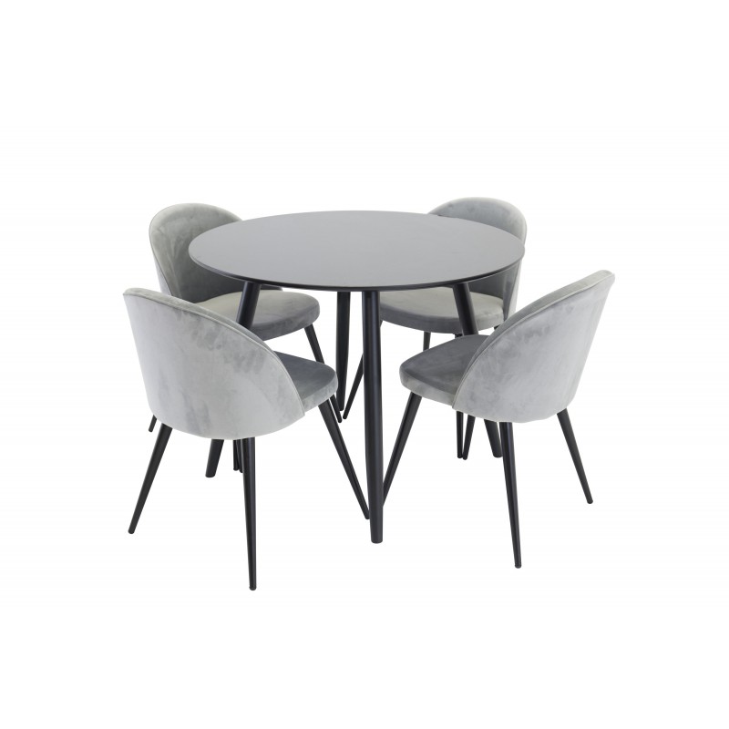 Rundt Spisebordssæt Plaza med stole i Velour
