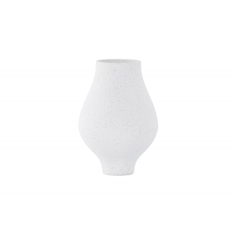 VENTURE DESIGN Rellis vase, rund - hvid/sorte prikker keramik (D10xH24xB14)