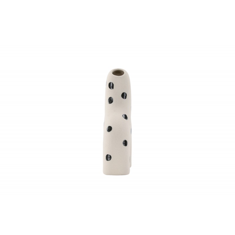 VENTURE DESIGN Aya vase - hvid/sorte prikker stentøj (9x4x16H)