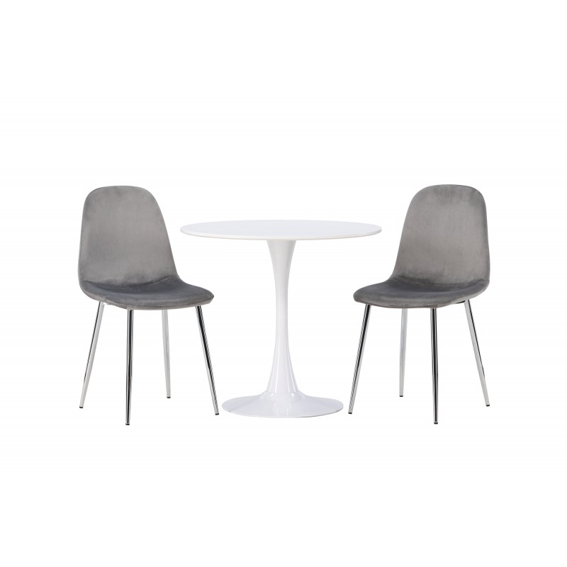 Rundt Spisebordssæt Hamden med 2 stole Eva