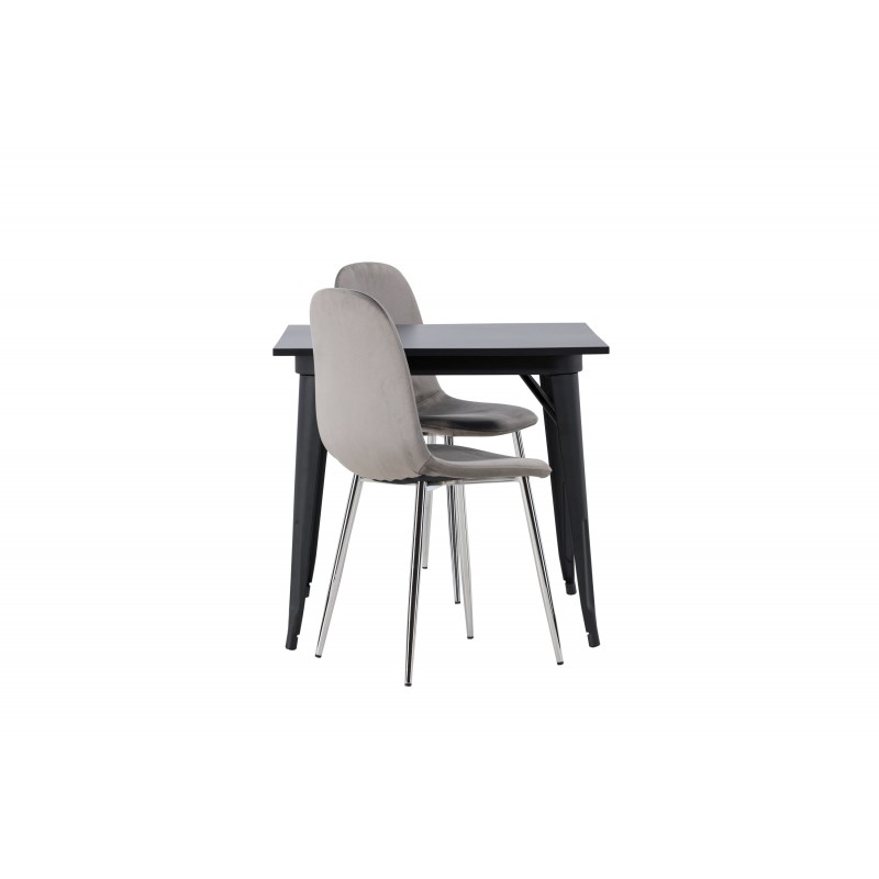 Spisebordssæt Tempe med Spisebordsstolene Eva - Sort og Lysegrå