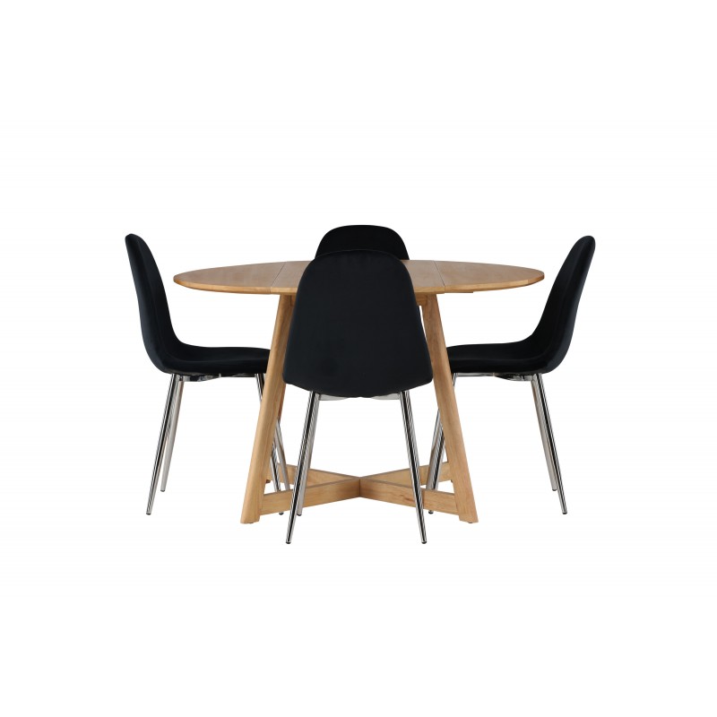Rundt Spisebordssæt Yadikon med stole Polar  - Sort og Brun