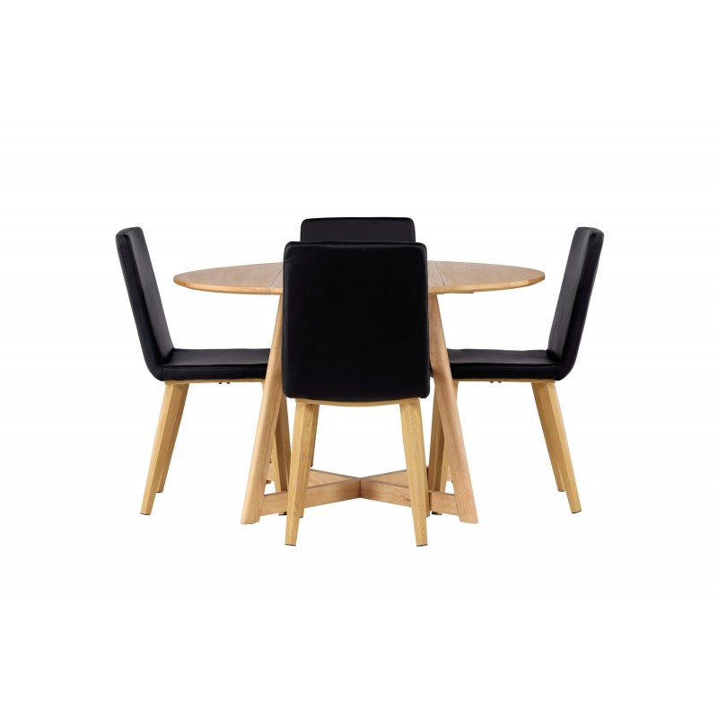 Rundt Spisebordssæt Yadikon med stole Today - Sort og Brun