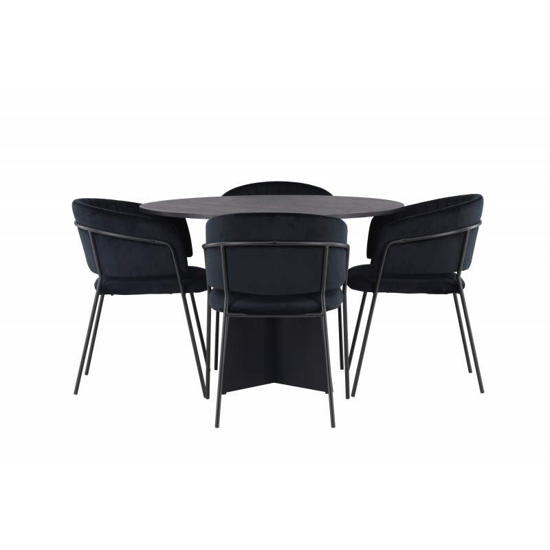 Spisebordssæt Bootcut med Selma stole - Sort