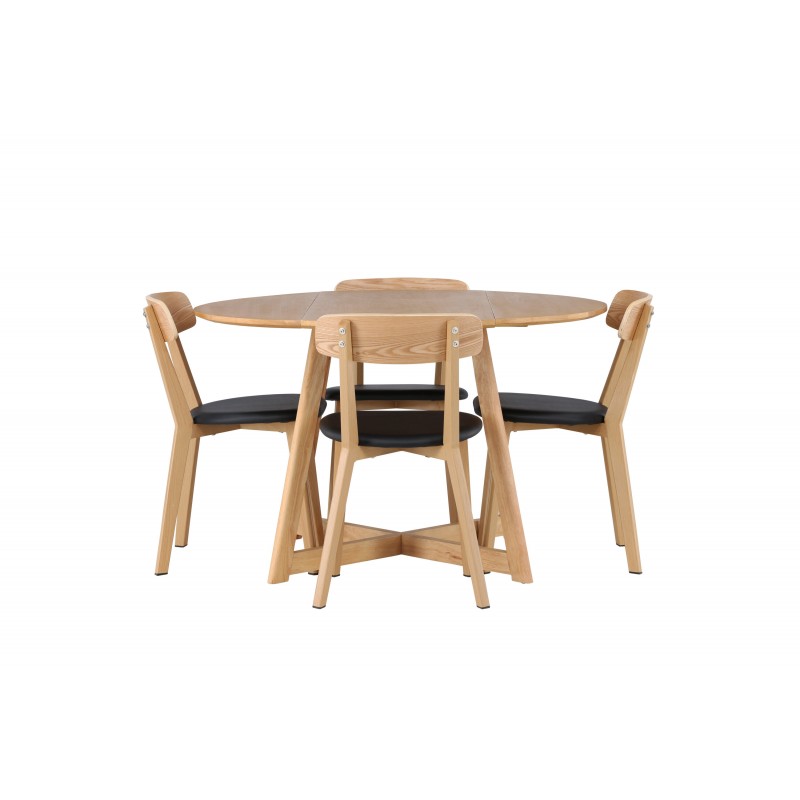 Rundt Spisebordssæt Yadikon med stole Sanjos - Brun og - Natur