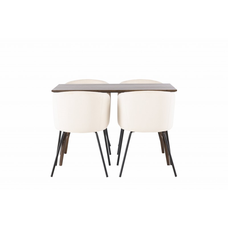 Spisestuesæt Kaseindon med Berit Spisebordsstole - Beige og Mørkebrun