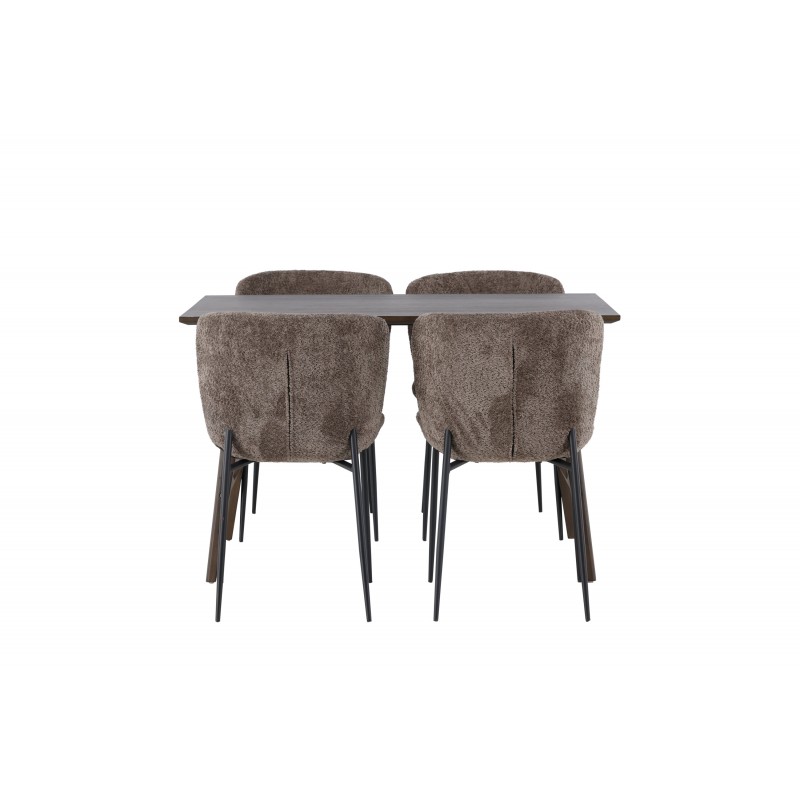 Spisebordssæt Kaseindon med Modesto Spisebordsstole - Mørkebrun og Mørkegrå