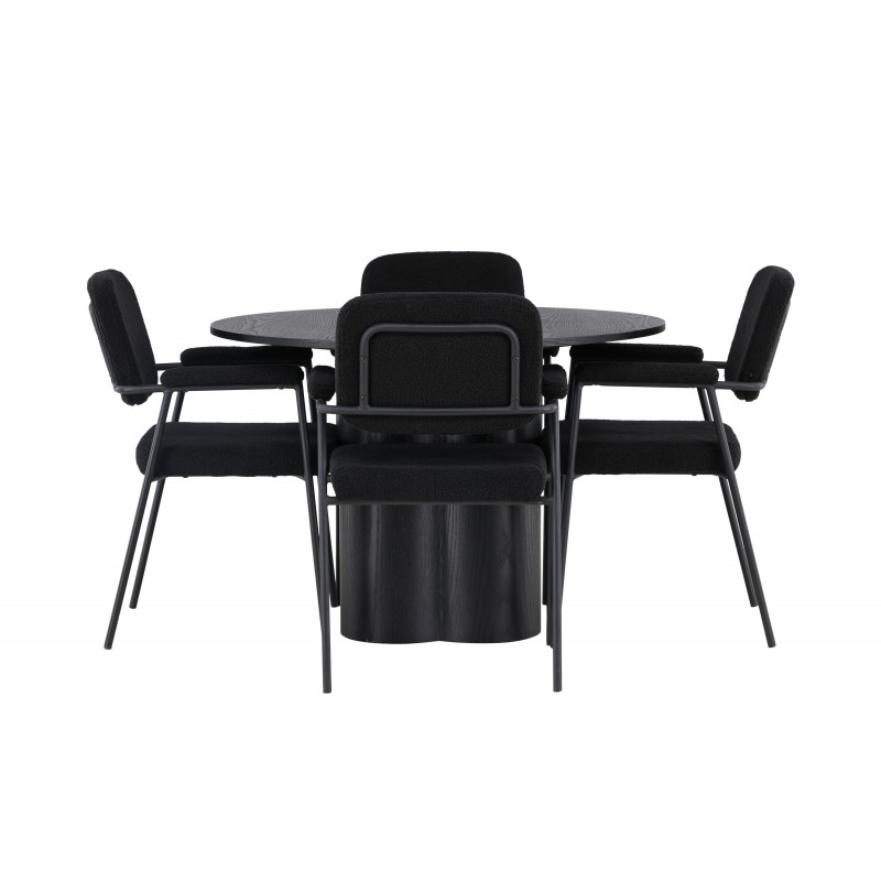 Rundt Spisebordssæt Olivia med stole Yesterday - Sort