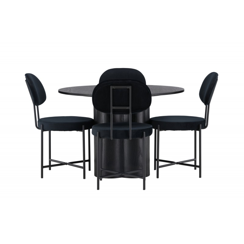 Spisebordssæt Olivia med stole Stella  - Sort