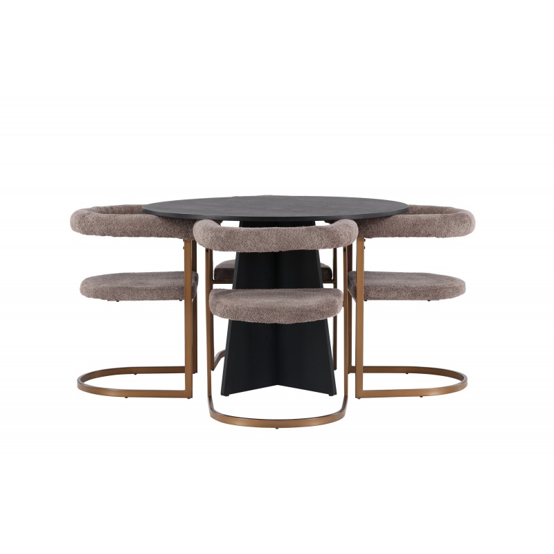 Spisebordssæt Bootcut med stole fra Morning-serien  - Sort og Brun