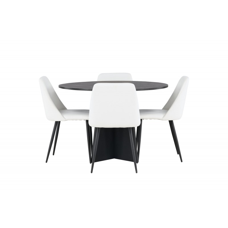 Rundt Spisebordssæt Bootcut med stole Night - Sort og Hvid