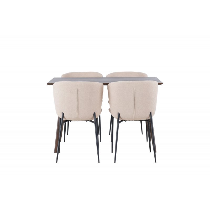 Spisebordssæt Kaseindon med Modesto Spisebordsstole - Beige og Mørkebrun